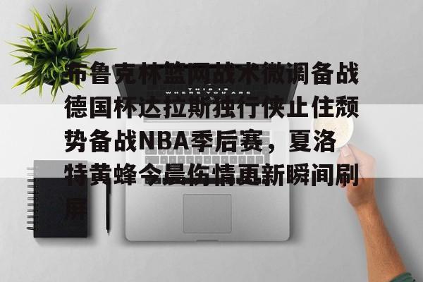 布鲁克林篮网战术微调备战德国杯达拉斯独行侠止住颓势备战NBA季后赛，夏洛特黄蜂今晨伤情更新瞬间刷屏的简单介绍